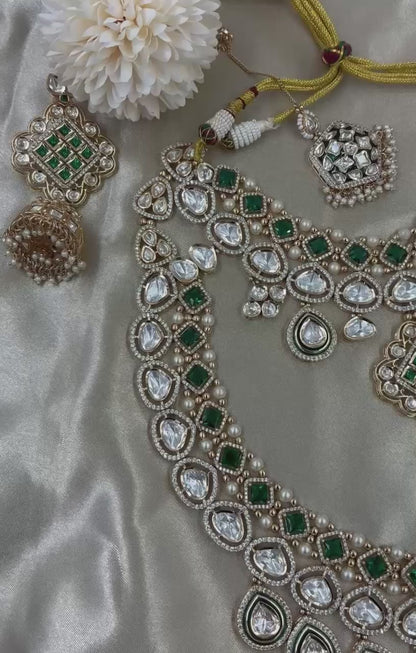 Nivisa Premium Moissanite Kundan Bridal set