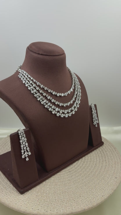 Shweta American Diamond Four Layer Necklace Set