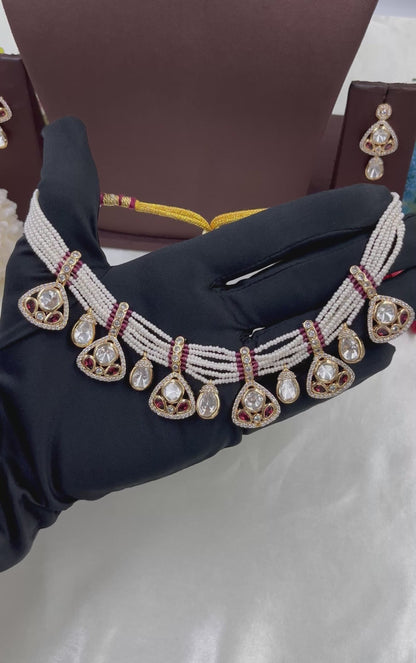 Malika Pearl Premium Moissanite Necklace