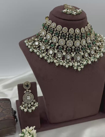 Rivia Premium Moissanite Kundan Semi Bridal Set