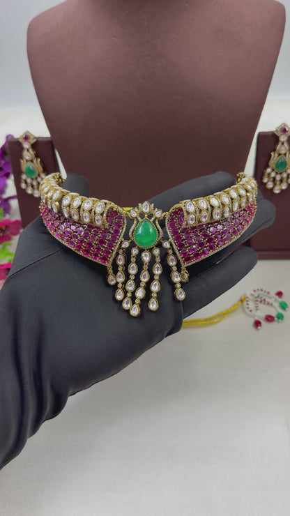Ahilya Jaipuri Kundan Choker Necklace Set