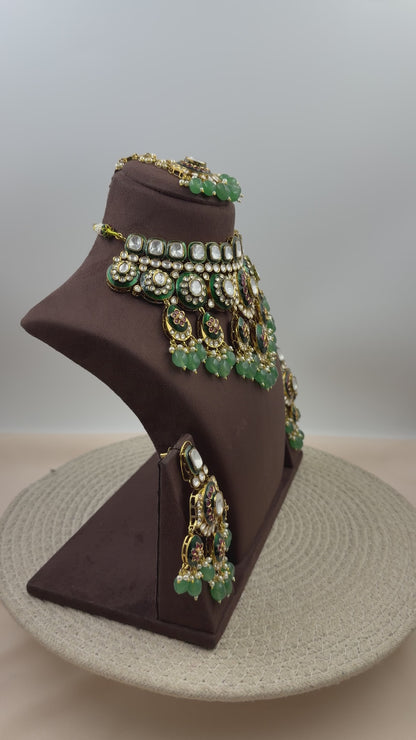 Vishakha Premium Polki Choker Necklace Set