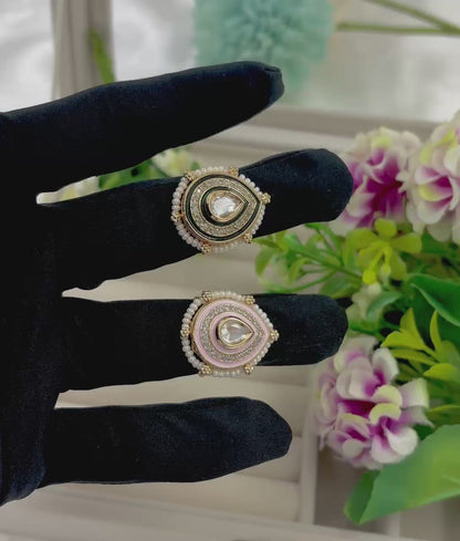 Yiva Premium Moissanite Kundan Fingering