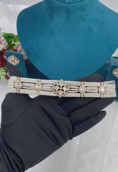 Meenu Moissanite Pearl Choker