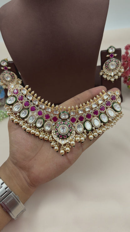 Jaya Moissanite Pearl Choker Necklace Set