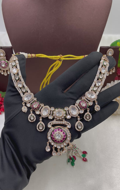 Mariona Premium Moissanite Kundan Necklace