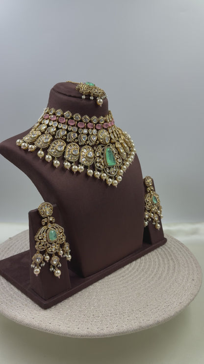 Tejaswini Victorian Moissanite Choker Necklace Set
