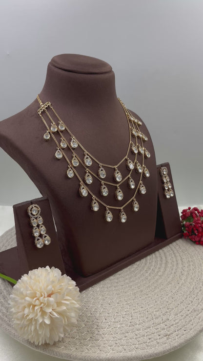 Three Layer Drops Moissanite Chain Pendant