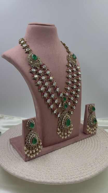 Sanjana Premium Victorian Three Layer Long Necklace Set