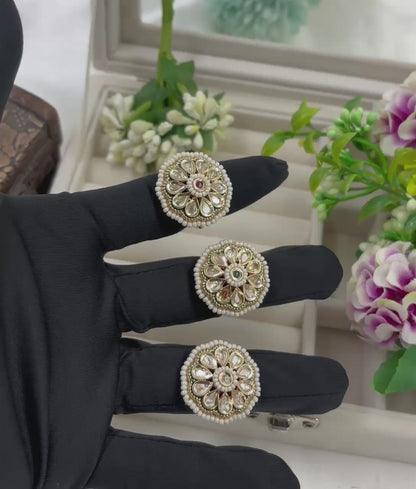 Oja Premium Moissanite Kundan Fingering