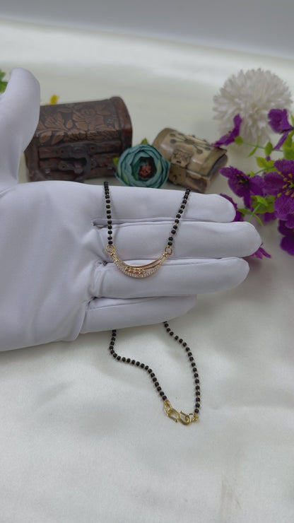 Smooth Curved Bars Rose Gold Mangalsutra