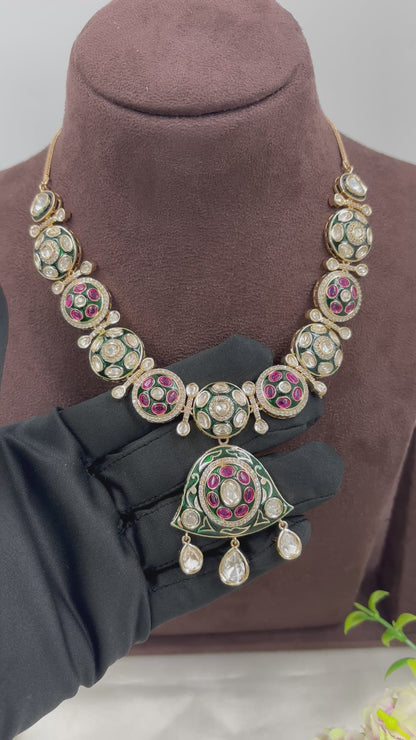 MINA KARI KUNDAN PREMIUM MOISSANITE NECKLACE