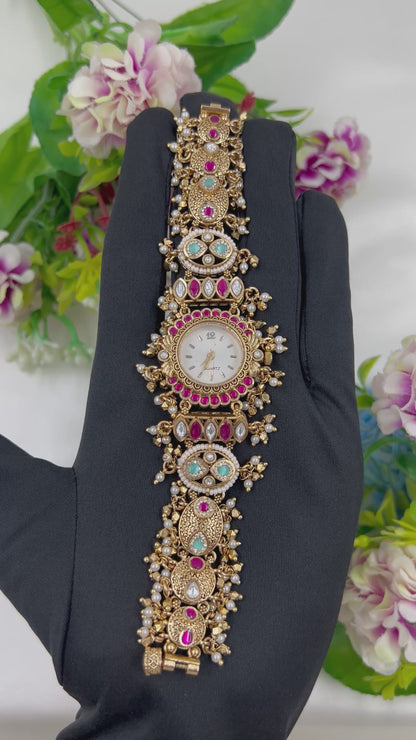 Mayuri Pachi Kundan Watch