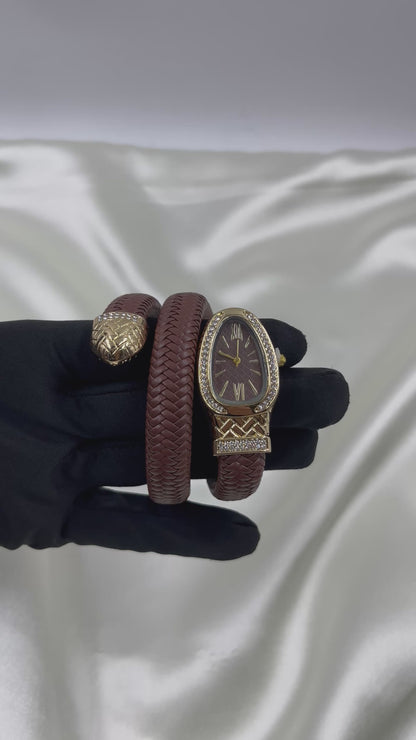 Sansi Snake Leather Oval Watch
