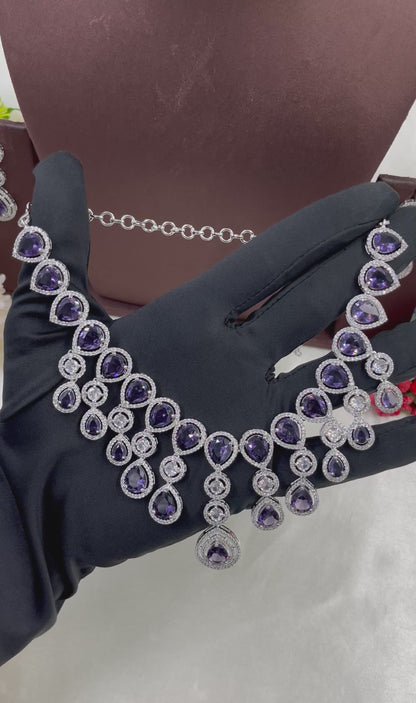 RINA  AMERICAN DIAMOND PREMIUM NECKLACE SET