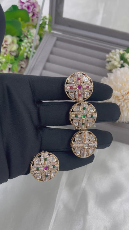 Mystic Bloom Moissanite Kundan Ring