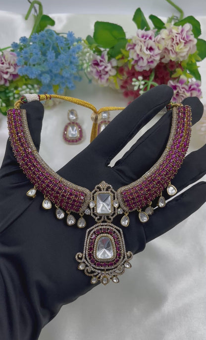 Ishwari Moissanite Victorian Necklace