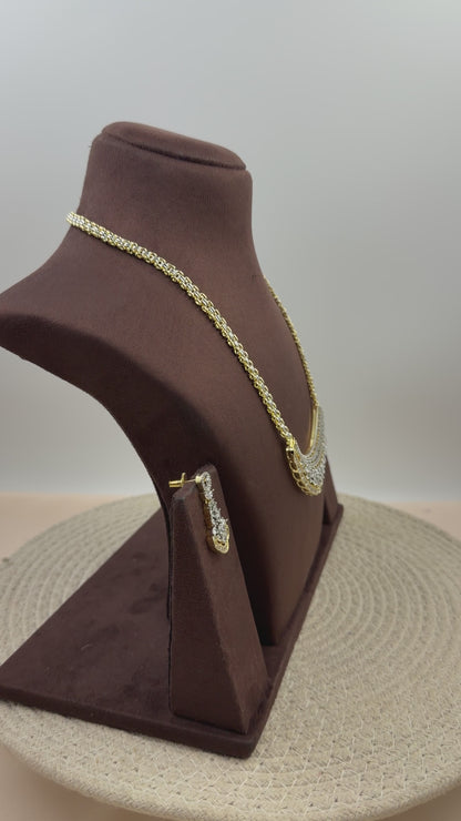 Ele American Diamond Two Tone Necklace Set