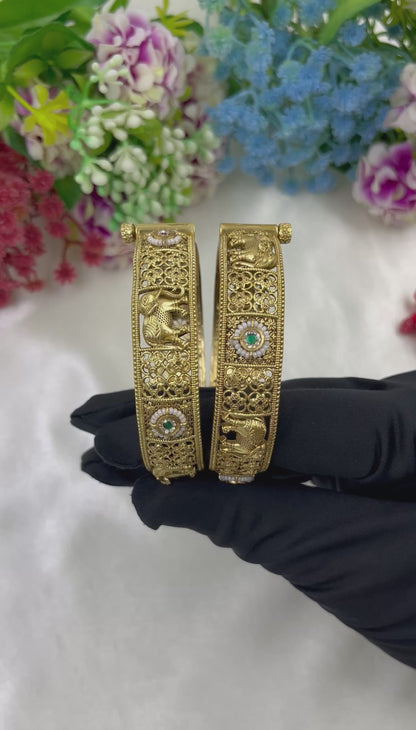 Advika Heritage Hathi Bangles (Openable)