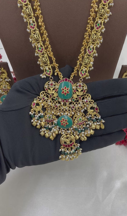 Rajvi Pachi Kundan Combo Set