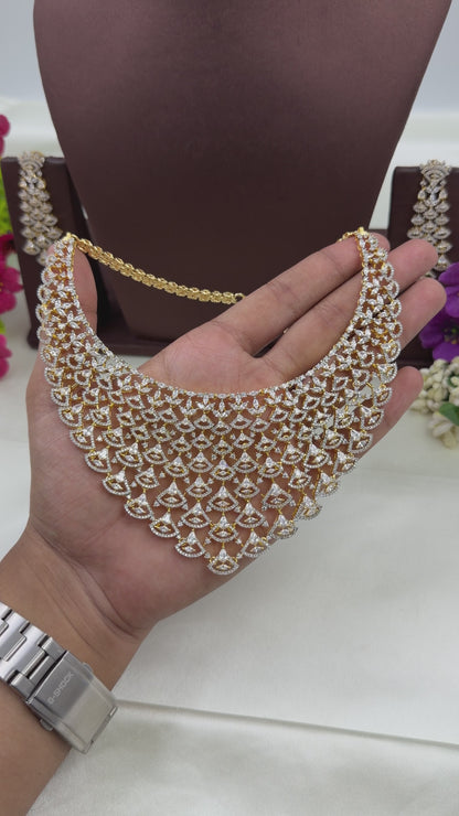 Lily American Diamond Two Tone Necklace Set