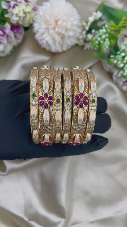 Opulent Rajwadi Six Pic Pearl Bangles