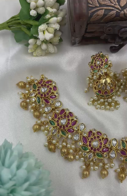 Wina Premium Antique Gold Necklace Set
