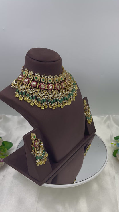 Krishi Premium Pachi Kundan Necklace