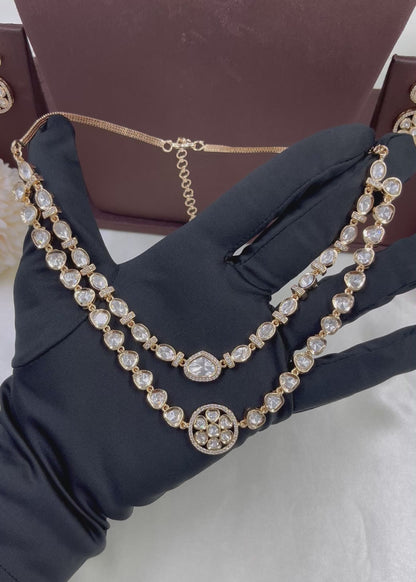 Pranjal Double layer moissanite kundan Necklace