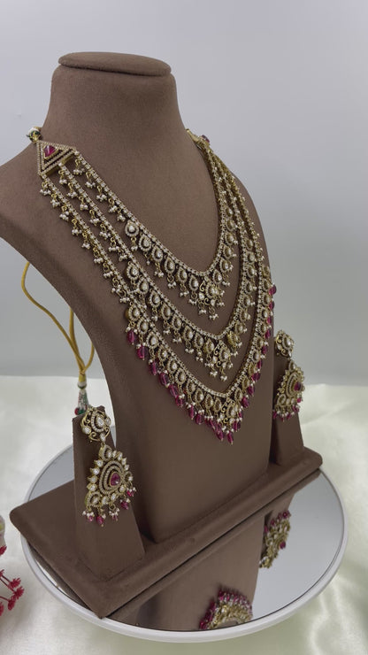 Aishwarya Tripple Layer Rani Kundan Necklace.