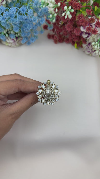 Yashika Victorian Moissanite Peacock Ring (Adjustable)