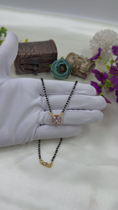 Square Solitaire Rose Gold Mangalsutra