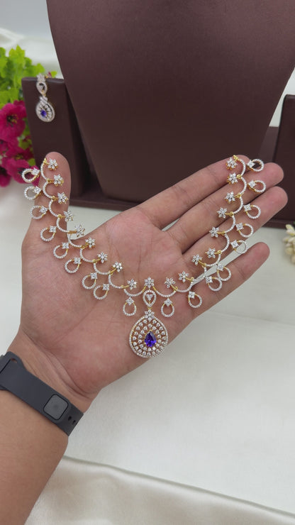 Lily American Diamond Two Tone Delicate Necklace