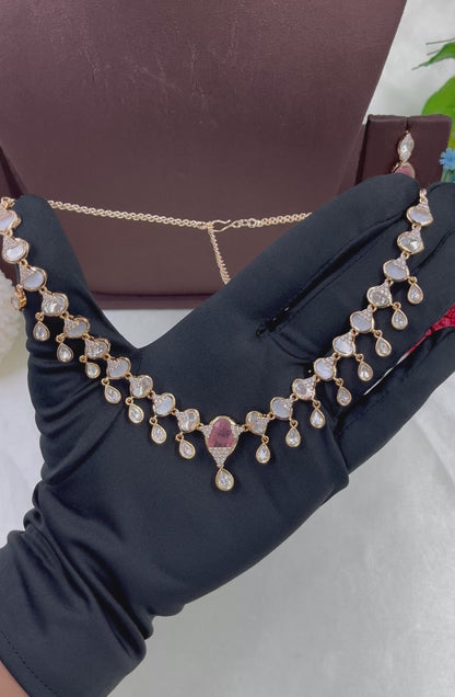 Deza Dangling Moissanite Kundan Necklace
