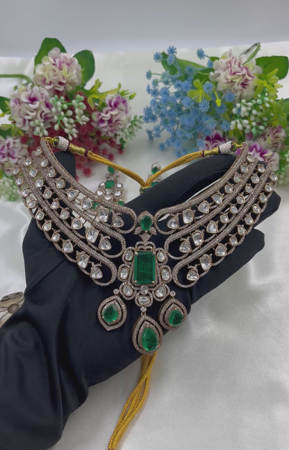 Urmila Jaipuri Moissanite Kundan Choker Necklace
