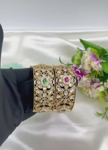 Rithika Moissanite Kundan Premium Bangles Set