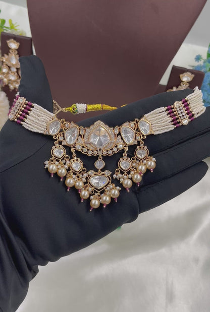 Jharokha Moissanite Kundan Choker