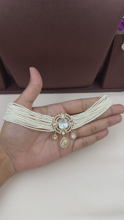 Maheshwari Moissanite Choker Necklace Set