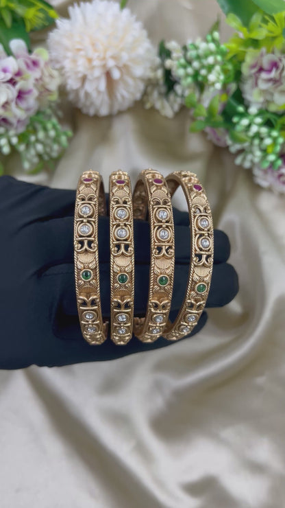 Luxe Rajwadi Four Pic Pearl Bangles
