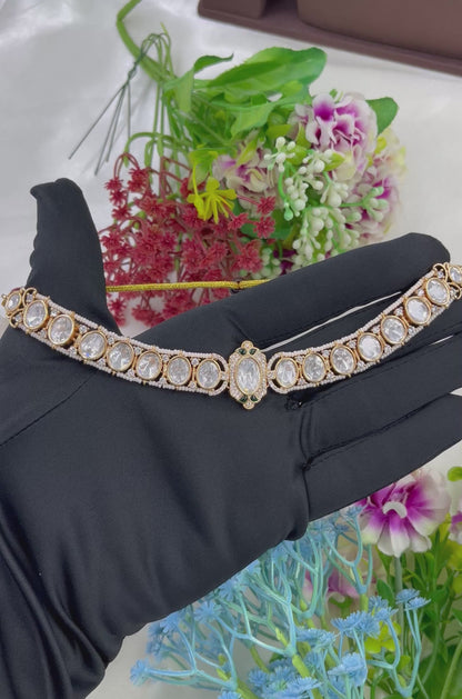 Saffron Moissanite Kundan Choker