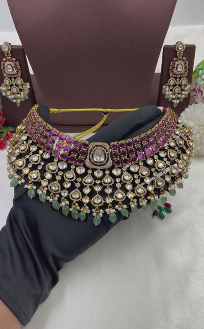 Ruby Reina Moissanite Kundan Necklace