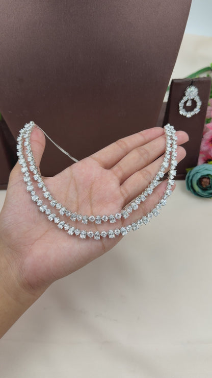 Mayra American Diamond Double Layer Necklace Set