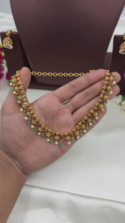 Sharvari South Temple Delicate Necklace Set