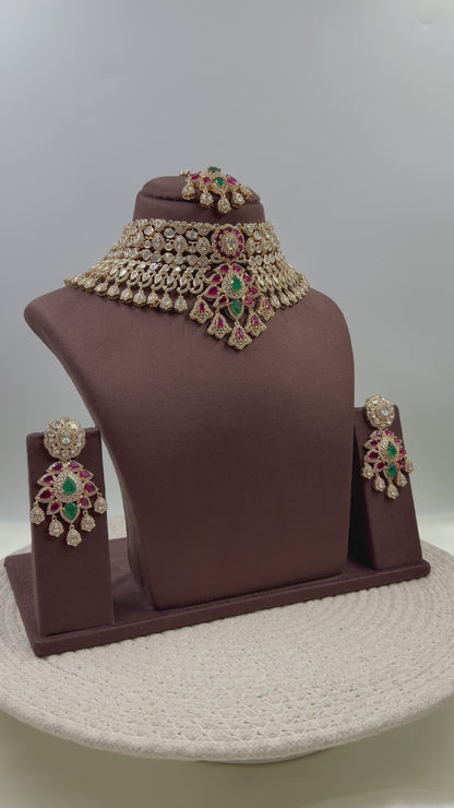 Hina Moissanite Kundan Choker Necklace Set