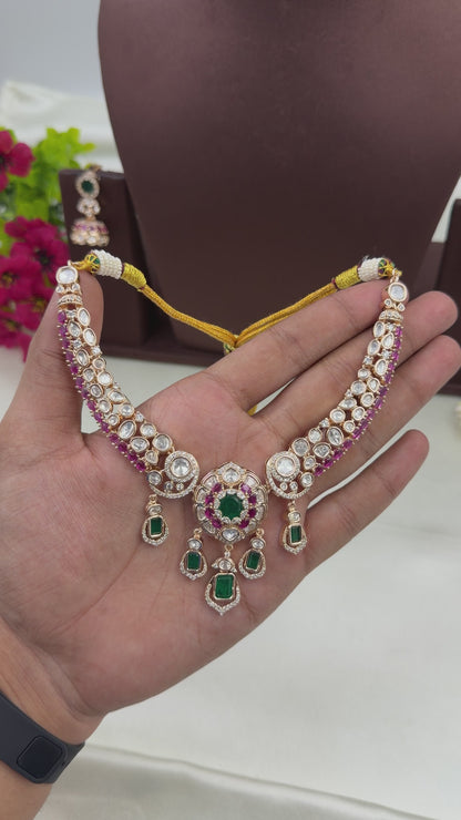 Shivani Premium Mossanite Necklace Set