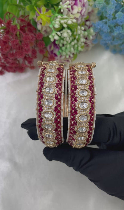 Sitara Moissanite Kundan Bangles [Openable]