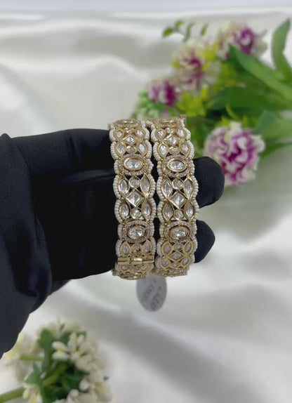 Dehna Moissanite Kundan Premium Bangles Set