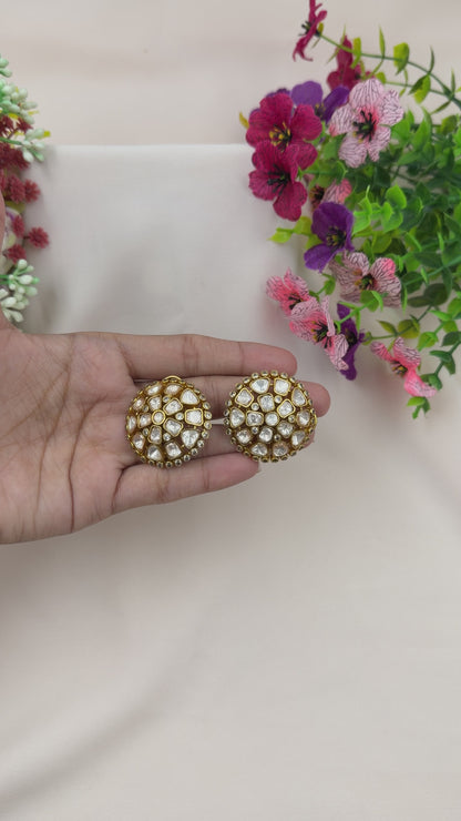 Round Kundan Polki Earring