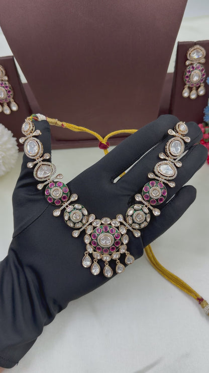 Disha Mina Kari Moissanite Kundan Necklace