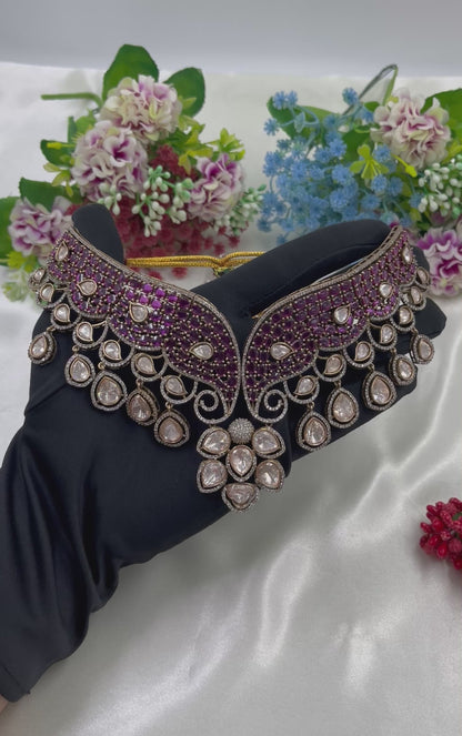 Meera Jaipuri Moissanite Kundan Choker Necklace